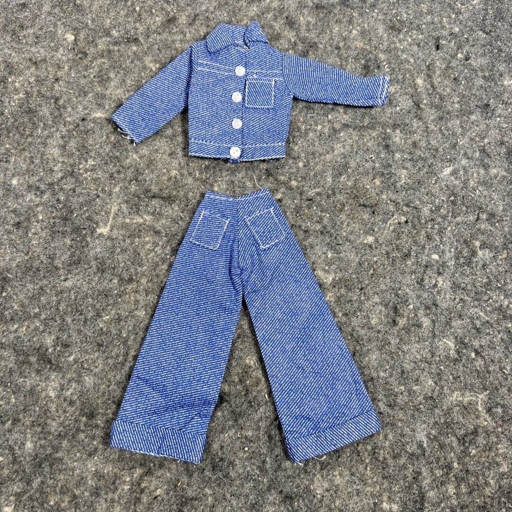 VTG Fits Barbie Doll Western Cowgirl Cowboy Denim Jean Pant Suit Denim Jacket